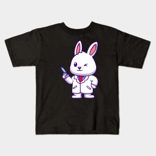 Cute Rabbit Doctor Holding Injection Cartoon Kids T-Shirt